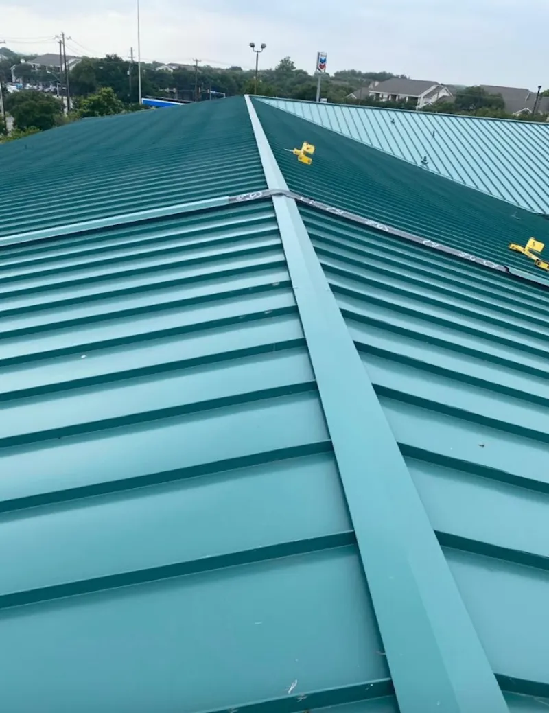 Green commercial metal roof ridge and valley for Metal Roof Repair in New Castle